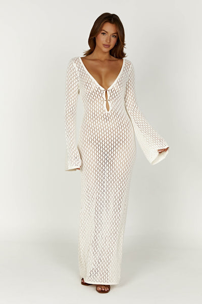 Hanna™ - White Long Knitted Throw