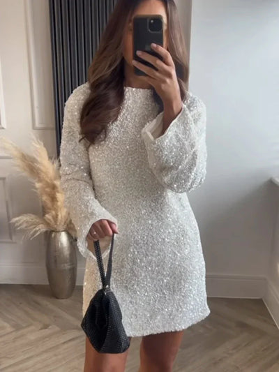 Amara™ - Textured Mini Dress with Bow