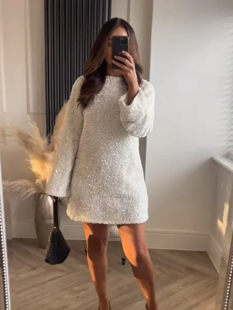 Amara™ - Textured Mini Dress with Bow