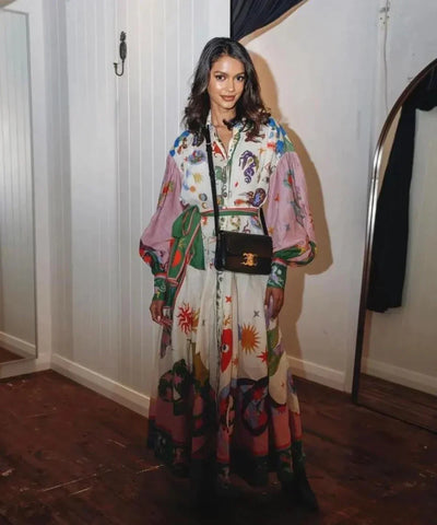 Ina™ - Stylish Elegant Maxi Dress with Collar