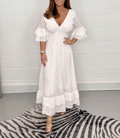 Melisent's™ Embroidered Midi Dress