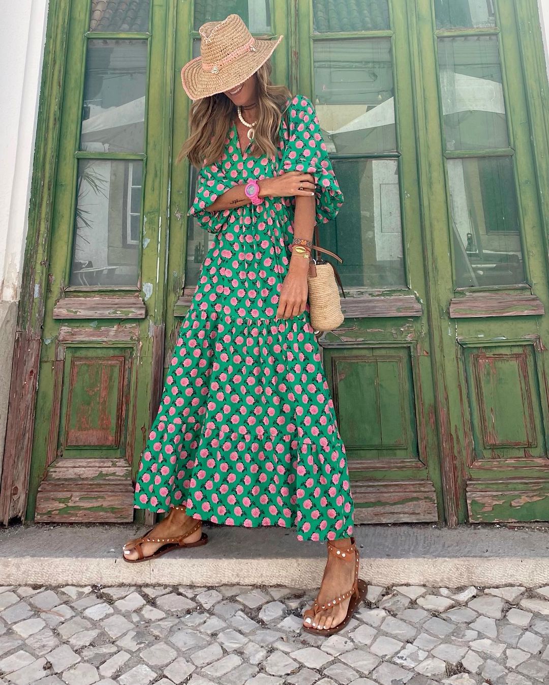 Liv™ - Puff Sleeve Loose Boho Maxi Dress