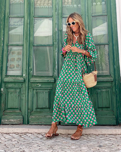 Liv™ - Puff Sleeve Loose Boho Maxi Dress