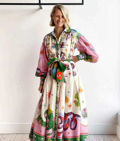 Ina™ - Stylish Elegant Maxi Dress with Collar