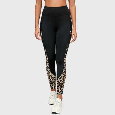 High-Waisted Leopard Print Training Trousers