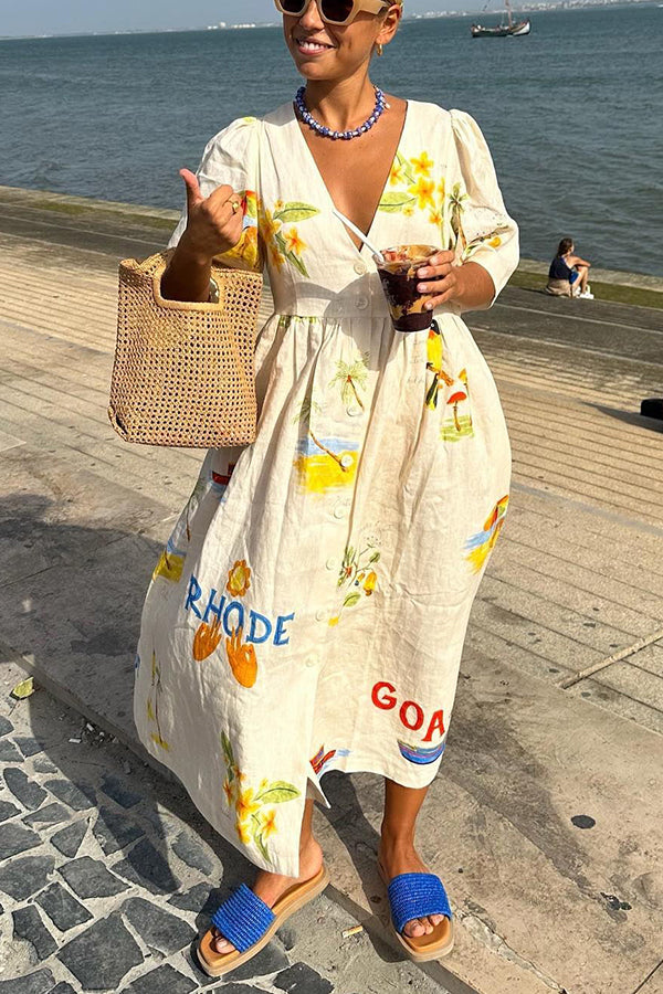 Giorgia™ - Elegant Dress with Cartoon Print