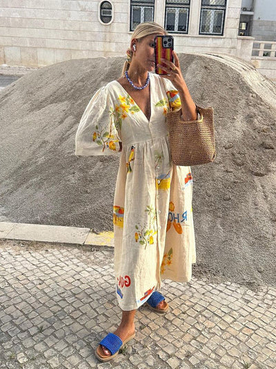 Giorgia™ - Elegant Dress with Cartoon Print