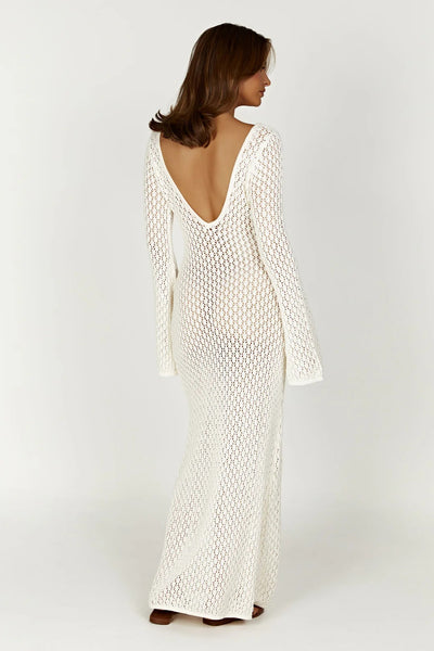 Hanna™ - White long knitted throw