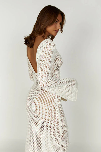 Hanna™ - White long knitted throw