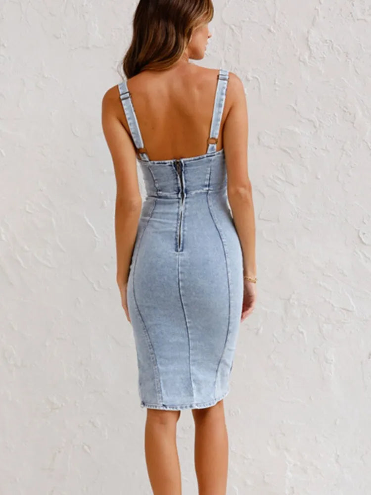 Jarra™ - Long Denim A-Line Dress