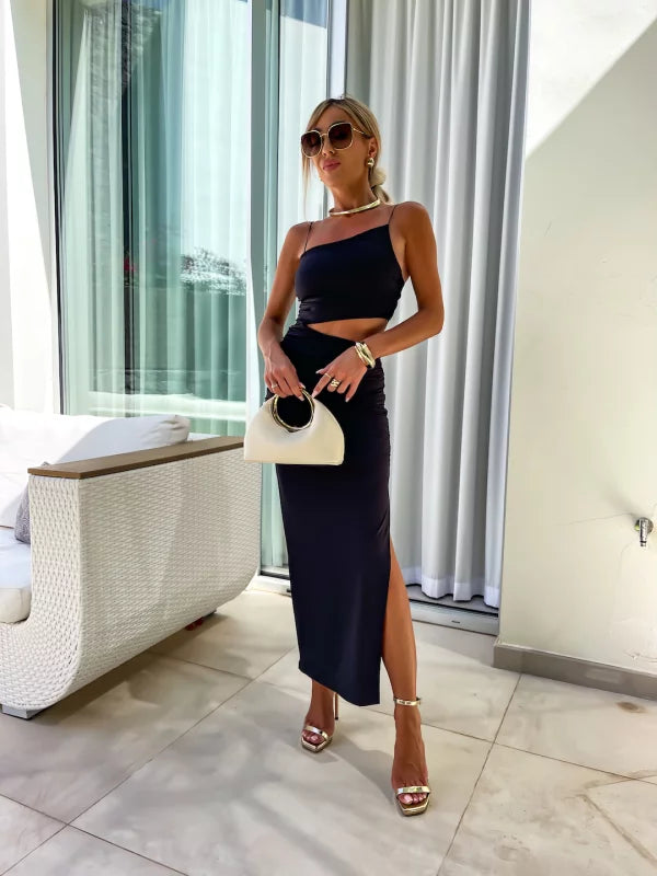 Arianna™ - Traf Cut Out Satin Dress