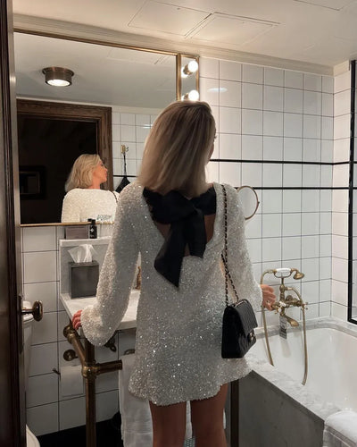 Amara™ - Textured Mini Dress with Bow