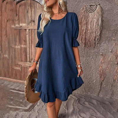 Violet™ - Retro Women's Cotton Hemp Dress