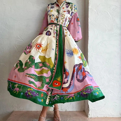 Ina™ - Stylish Elegant Maxi Dress with Collar